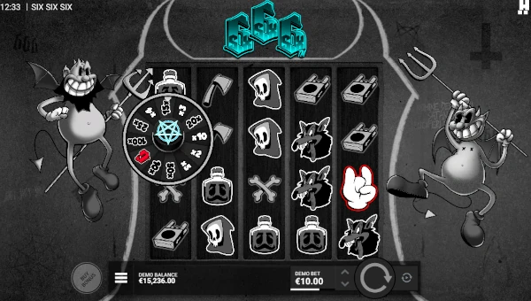 SixSixSix base game screenshot showing reels and features