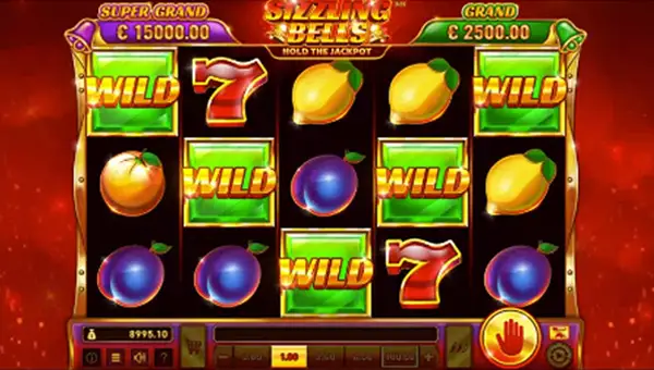 Sizzling Bells base game screenshot showing reels and features