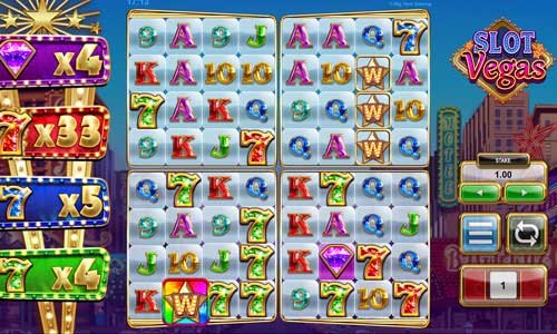 Slot Vegas Megaquads base game screenshot showing reels and features