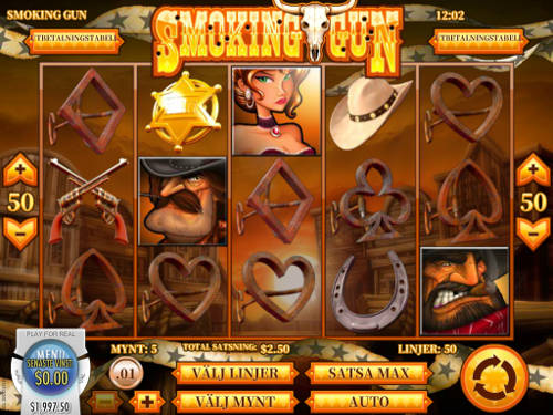 Smoking Gun base game screenshot showing reels and features