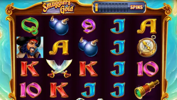 Smugglers Gold base game screenshot showing reels and features