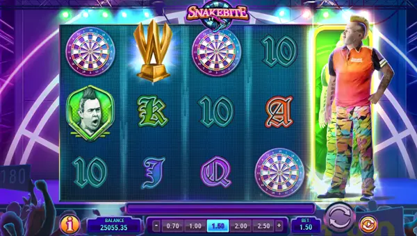 Snakebite base game screenshot showing reels and features