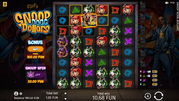 Snoop Dogg Dollars base game screenshot showing reels and features