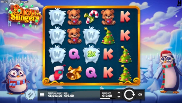 Snow Slingers base game screenshot showing reels and features