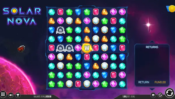 Solar Nova base game screenshot showing reels and features