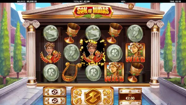 Son of Midas base game screenshot showing reels and features