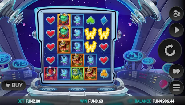 Space Attacks Dream Drop base game screenshot showing reels and features