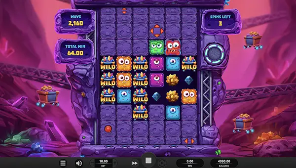Space Miners base game screenshot showing reels and features