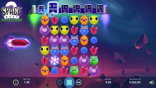 Space Wars 2 Powerpoints base game screenshot showing reels and features