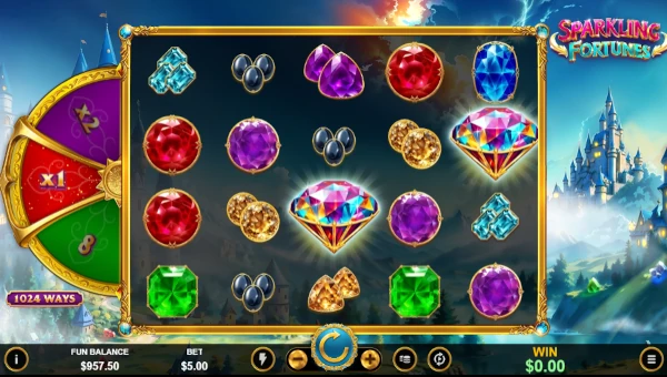 Sparkling Fortunes base game screenshot showing reels and features