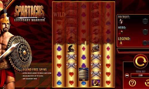 Spartacus Legendary Warrior base game screenshot showing reels and features