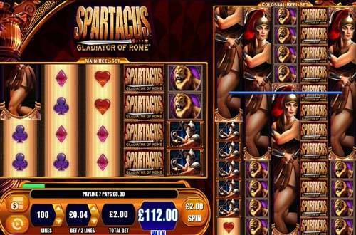 Spartacus base game screenshot showing reels and features