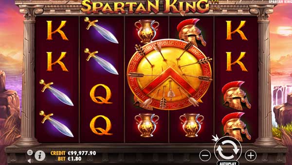 Spartan King base game screenshot showing reels and features