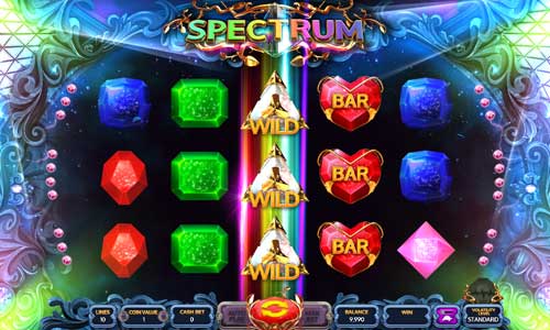 Spectrum base game screenshot showing reels and features