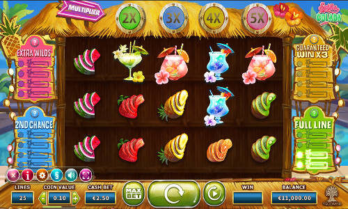 Spina Colada base game screenshot showing reels and features