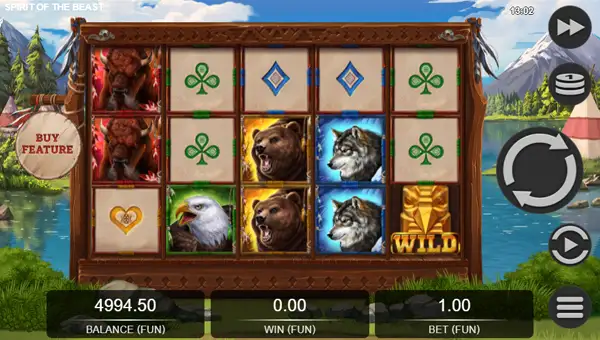 Spirit of the Beast base game screenshot showing reels and features