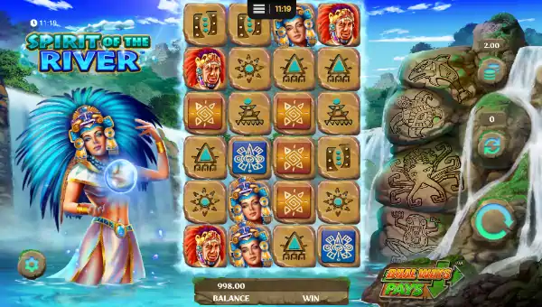 Spirit of the River base game screenshot showing reels and features