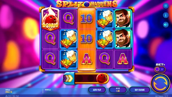 Split Happens base game screenshot showing reels and features