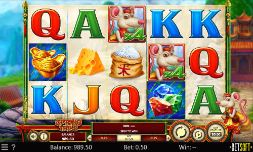 Spring Tails base game screenshot showing reels and features