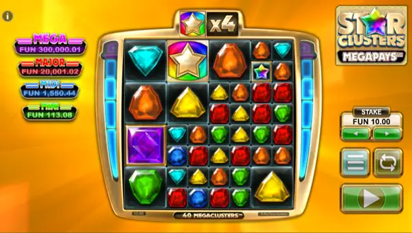 Star Clusters Megapays base game screenshot showing reels and features