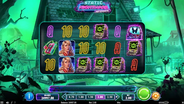 Static Nightmare Abyssways base game screenshot showing reels and features