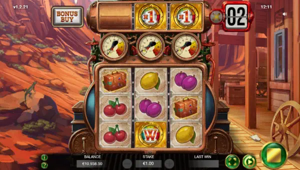 Steam Spin base game screenshot showing reels and features
