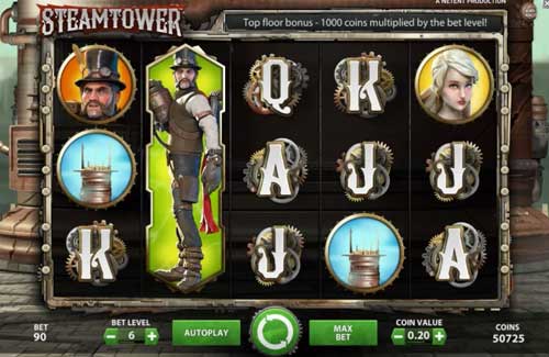 Steam Tower base game screenshot showing reels and features