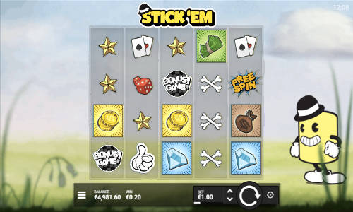 Stick Em base game screenshot showing reels and features