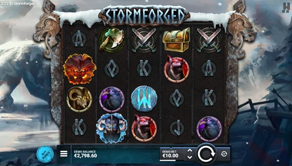 Stormforged base game screenshot showing reels and features