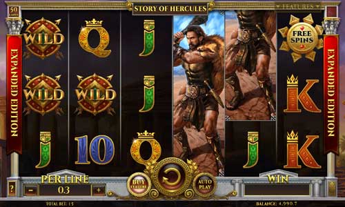 Story of Hercules Expanded Edition base game screenshot showing reels and features