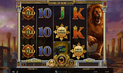 Story of Hercules base game screenshot showing reels and features
