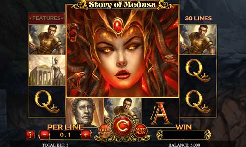 Story of Medusa base game screenshot showing reels and features
