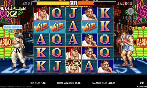 Street Fighter 2 The World Warrior base game screenshot showing reels and features
