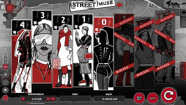 Street Muse base game screenshot showing reels and features