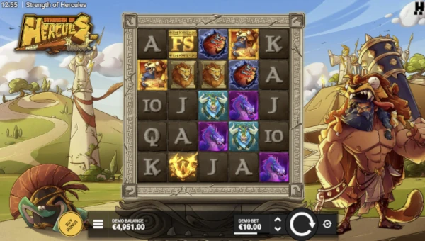 Strength of Hercules base game screenshot showing reels and features