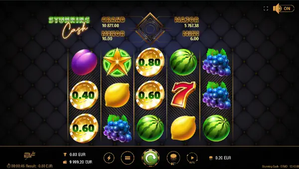 Stunning Cash base game screenshot showing reels and features