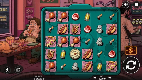 Suck base game screenshot showing reels and features