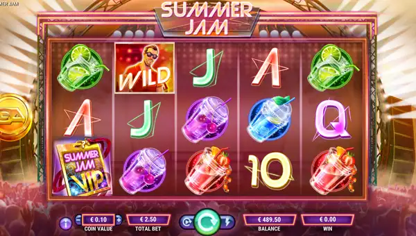 Summer Jam base game screenshot showing reels and features