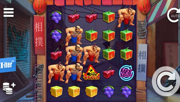 Sumo Sumo base game screenshot showing reels and features