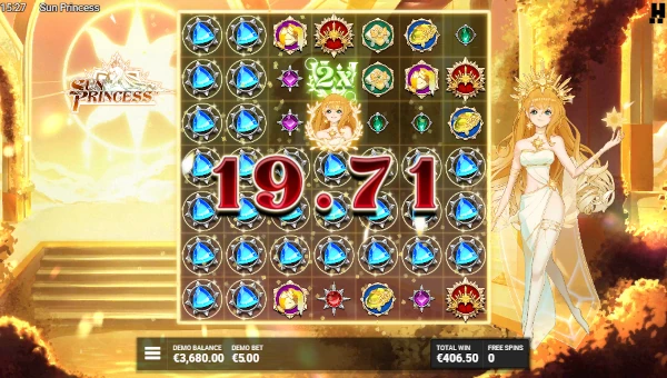 Bonus Game and Free Spins with Sun Ray Frames and sticky wild multipliers