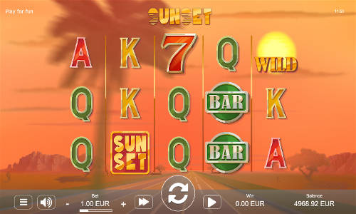 Sunset base game screenshot showing reels and features
