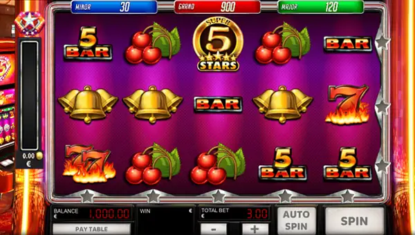 Super 25 Stars base game screenshot showing reels and features
