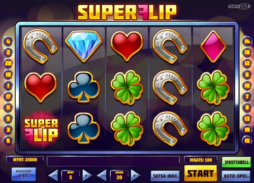 Super Flip base game screenshot showing reels and features