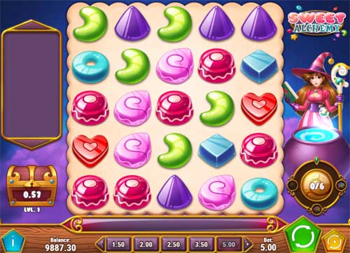 Sweet Alchemy base game screenshot showing reels and features