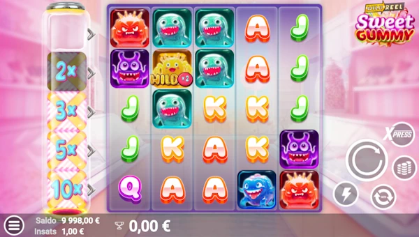 Sweet Gummy base game screenshot showing reels and features