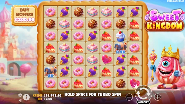 Sweet Kingdom base game screenshot showing reels and features