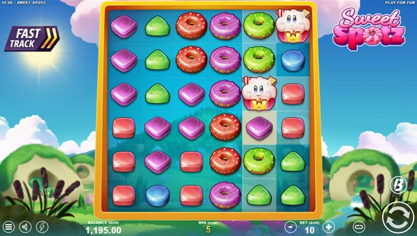 Sweet Spotz base game screenshot showing reels and features