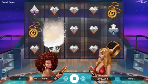 Sweet Sugar base game screenshot showing reels and features