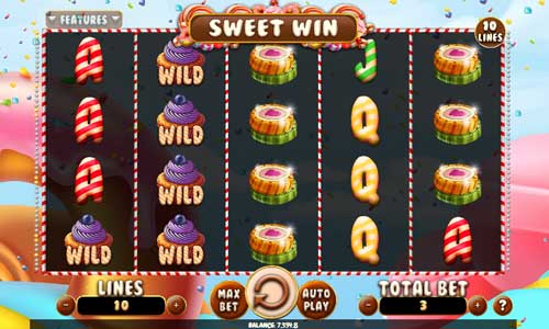 Sweet Win base game screenshot showing reels and features
