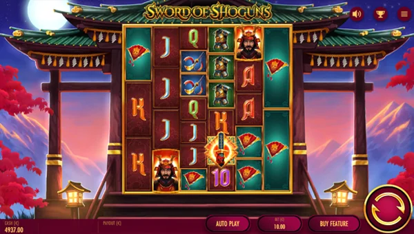 Sword of Shoguns base game screenshot showing reels and features